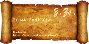 Zubek Zsófia névjegykártya